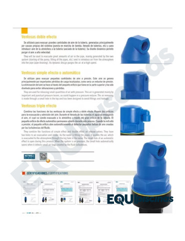 VALVULA VENTOSA AUTOMATICA HIDROTEN 3/4" PARA PURGA DE AIRE