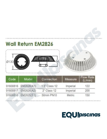 BOQUILLA DE RETORNO DIRECCIONAL ROSCADA EMAUX Ø 50mm / 1,5”