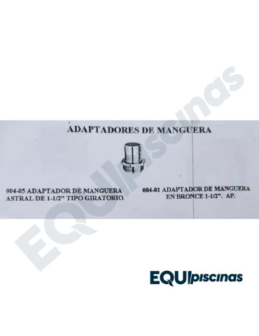 ADAPTADOR DE MANGUERA 1-1/2 EN PVC TIPO FIJO