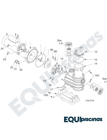REPUESTO KIT 993012 PARA BOMBA STA-RITE MOD. DYNAGLASS 1,5 HP