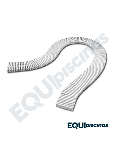 REJILLA PARA CANAL DE REBOSE ANDRADE POOLS TIPO PLAYA EN ABS BLANCO MOD. ARTICULADO (CURVAS)  19,5 cm X 4 mts