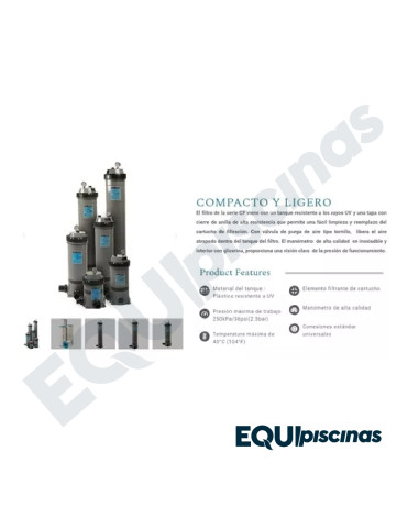 FILTRO DE CARTUCHO EMAUX PARA PISCINAS Y SPAS 25ft2 (5,5m3/h) MOD. CF25