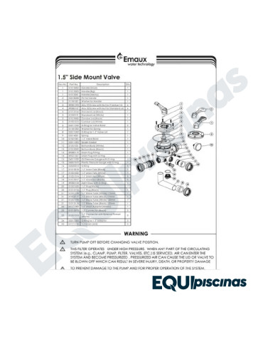 REPUESTO PIN MANILLA PEQUEÑA VALVULA MULTIPORT 1-1/2" MARCA EMAUX