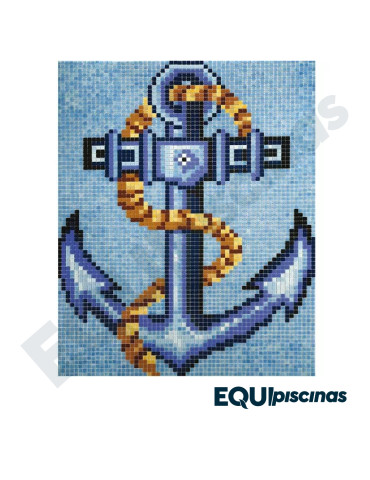 MOSAICO DE VIDRIO MEDITERRANEO 2.5X2.5cm FIGURA DECORATIVA ANCLA D-9 2 DE 3,17Mts² EZARRI (EUROPEO)