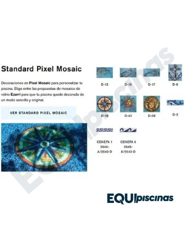 MOSAICO DE VIDRIO MEDITERRANEO 2.5X2.5cm FIGURA DECORATIVA ANCLA D-9 2 DE 3,17Mts² EZARRI (EUROPEO)