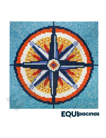 MOSAICO DE VIDRIO MEDITERRANEO 2.5X2.5cm FIGURA DECORATIVA ROSA DE LOS VIENTOS DE 3,70Mts² EZARRI (EUROPEO)