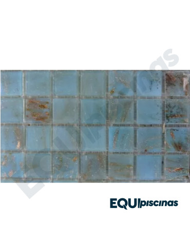 MOSAICO DE VIDRIO 2X2 AZUL CLARO CON VETAS DORADAS (GS BLUE 02) S/M CAJA DE 1,07M²