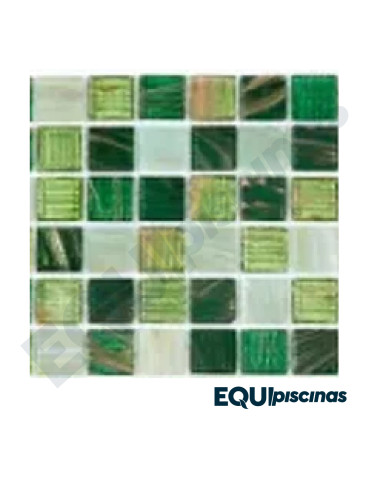 MOSAICO DE VIDRIO 2X2 VERDE MEZCLA CON VETAS DORADAS (GS GREEN 01-02-10) S/M CAJA DE 1,07M²