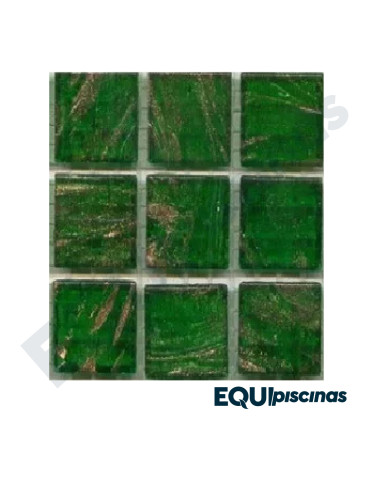 MOSAICO DE VIDRIO 2X2 VERDE CON VETAS DORADAS (GS GREEN 08) S/M CAJA DE 1,07M²