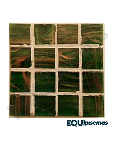 MOSAICO DE VIDRIO 2X2 VERDE CON VETAS DORADAS (GS GREEN 08) S/M CAJA DE 1,07M²