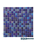 MOSAICO DE VIDRIO 2X2 MEZCLA BLANCO Y AZUL CON VETAS (GS-BLUE02-03/JA04) S/M CAJA DE 1,07M²
