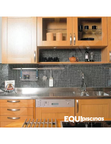 MOSAICO DE VIDRIO MEDITERRANEO 2.5X2.5cm NEGRO NIEBLA CAJA DE 2Mts² EZARRI (EUROPEO)