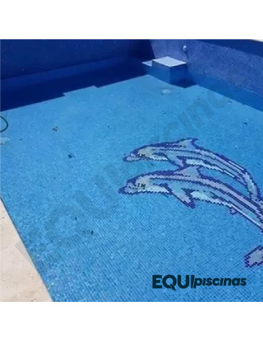 MOSAICO DE VIDRIO MEDITERRANEO 2.5X2.5cm FIGURA DECORATIVA DOS DELFINES DE 11 Mts² EZARRI (EUROPEO)