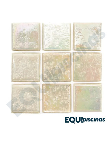 MOSAICO DE VIDRIO VENECIANO 2X2 IVORY (MARFIL) IRIDISCENTE CAJA 4m2 KOLORINES (MEXICANO)