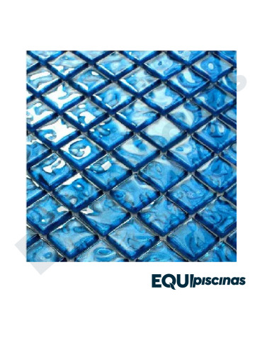 MOSAICO DE VIDRIO 2X2X8mm AZUL INDIGO TORNASOL T09 SERIE TENYION CAJA DE 1 M²