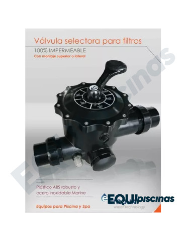 VALVULA MULTIPORT LATERAL EMAUX NEGRA DE 2" DE 6 POSICIONES