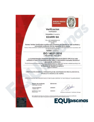 MOSAICO DE VIDRIO MEDITERRANEO 2.5X2.5cm PERLA ANTIDESLIZANTE SERIE IRIS CAJA DE 1,08Mts² EZARRI (EUROPEO)