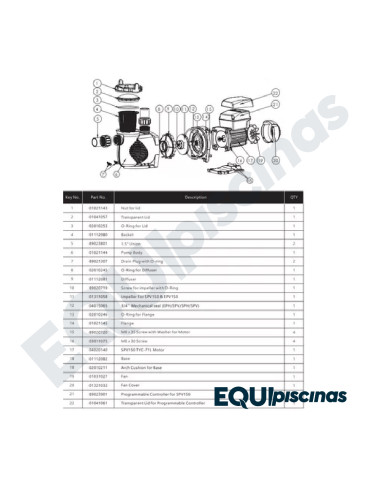 REPUESTO CESTA TRAMPA PELOS (PREFILTRO) PARA BOMBA EMAUX SERIE SPV SUPERPOWER