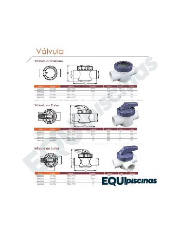 VALVULA PLASTICA ABS 2 VIAS 63mm EMAUX
