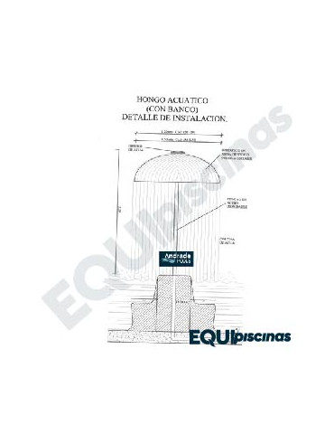 FUENTE PARAGUAS AQUATICO ANDRADE POOLS DIAMETRO 1,20 Mts EN FIBERGLASS Y ACERO INOX