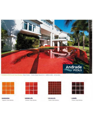 MOSAICO DE VIDRIO VENECIANO 2X2 MANDARINA CAJA 4 Mts²  KOLORINES (MEXICANO)