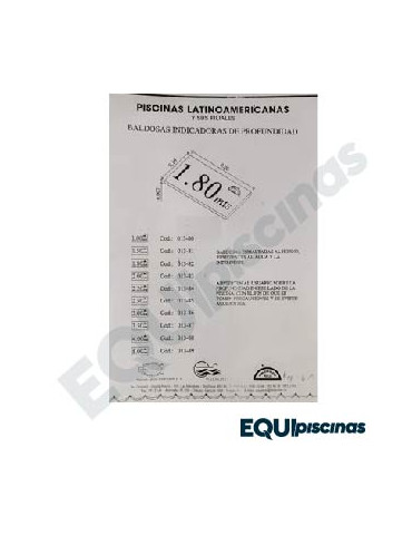 BALDOSA INDICADORA DE PROFUNDIDAD PARA PISCINA 2.00MTS