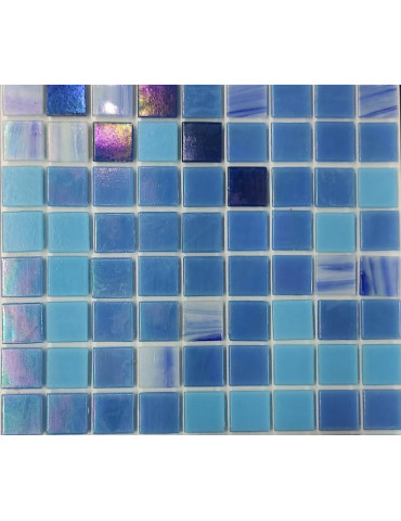 MOSAICO DE VIDRIO 2X2 CH.COMB.AZULES FM04 S/ PAPEL (2,14 M2)