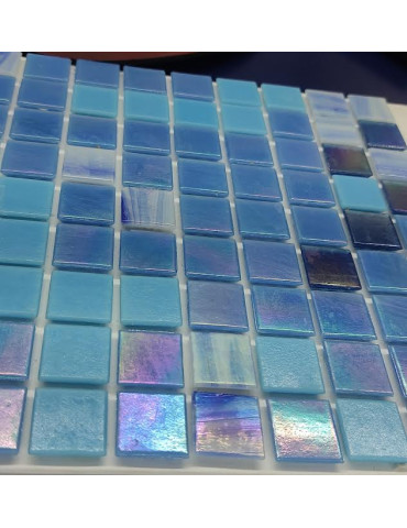 MOSAICO DE VIDRIO 2X2 CH.COMB.AZULES FM04 S/ PAPEL (2,14 M2)