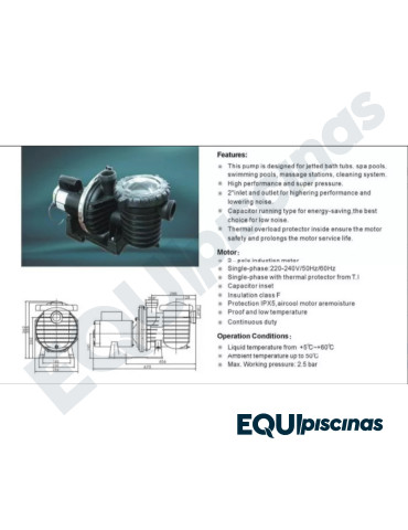 BOMBA AP-DURAGLASS 4HP 220V MONOF 2"X2"