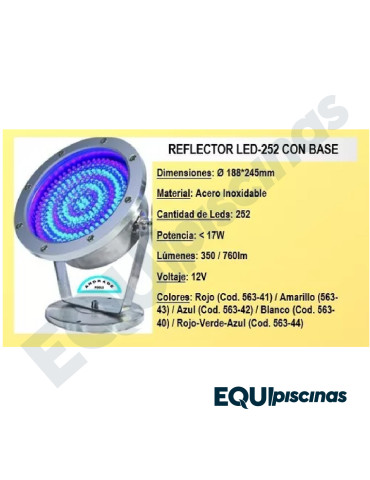 Reflector C/base, Led-252 17w, 12v Amarilla Ap