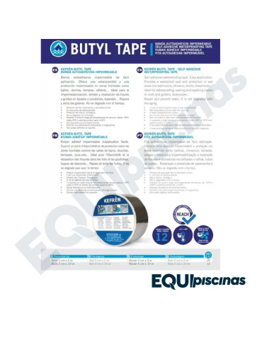 CINTA ADHESIVA ESPECIAL DE BUTYL IMPERMEABLE KEFREN (5 CM X 5 ML)
