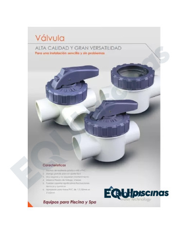 VALVULA PLASTICA ABS 2 VIAS 50MM EMAUX