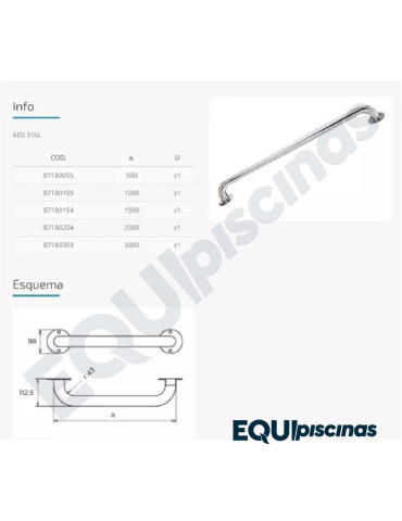 PASAMANOS EN ACERO INOXIDABLE FLEXINOX 1.50MTS