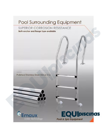 ESCALERA EMAUX ACERO INOX 4 PELDAÑOS TIPO ANCLA AISI-304