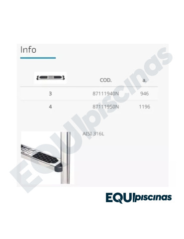 ESCALERA FLEXINOX DE 4 PELDAÑOS EN ACERO INOX