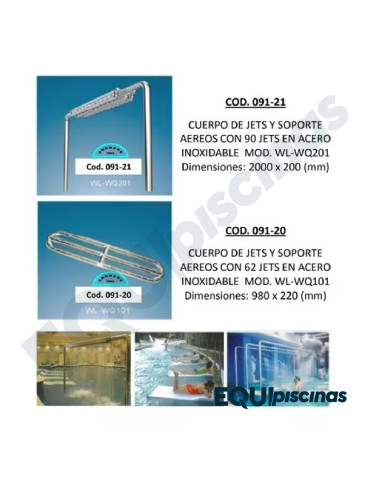 CUERPO DE JETS AEREOS CON 62 JETS AC. INOX WL-WQ101