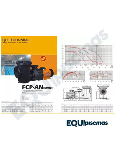 BOMBA ALTO CAUDAL ANDRADE POOLS MOD. FCP-5.5A DE 5.5 HP C/TRAMPA PELOS 6"x4" (H:16mt, 2000 Lt/min, 528GPM)