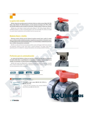 VALVULA ESFERICA DOBLE UNION HIDROTEN 1-1/2" P/PEGAR